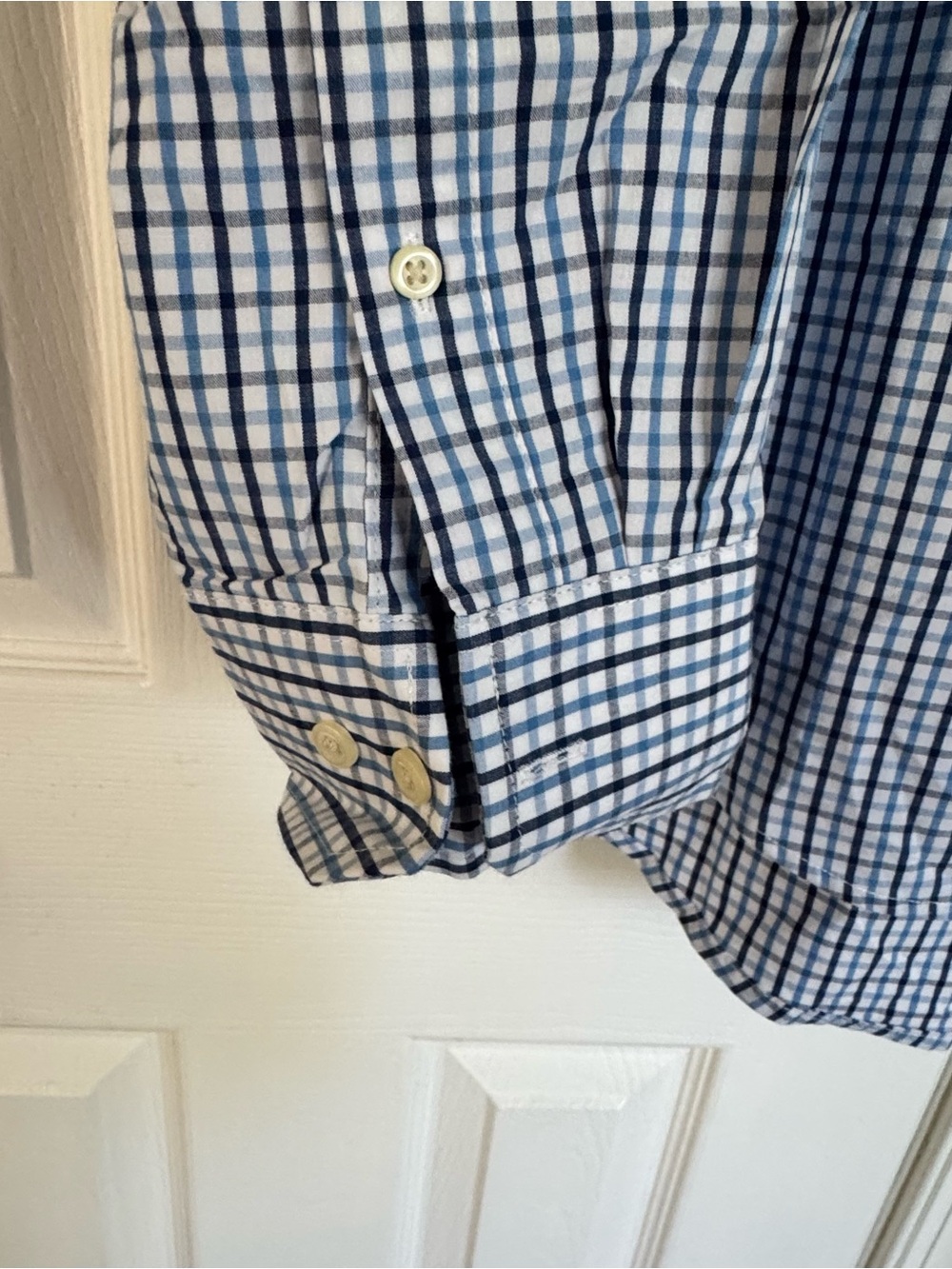 IZOD Men’s Large Shirt 100% Cotton Blue White Plaid Check Long Sleeve Button Up - Picture 7 of 11